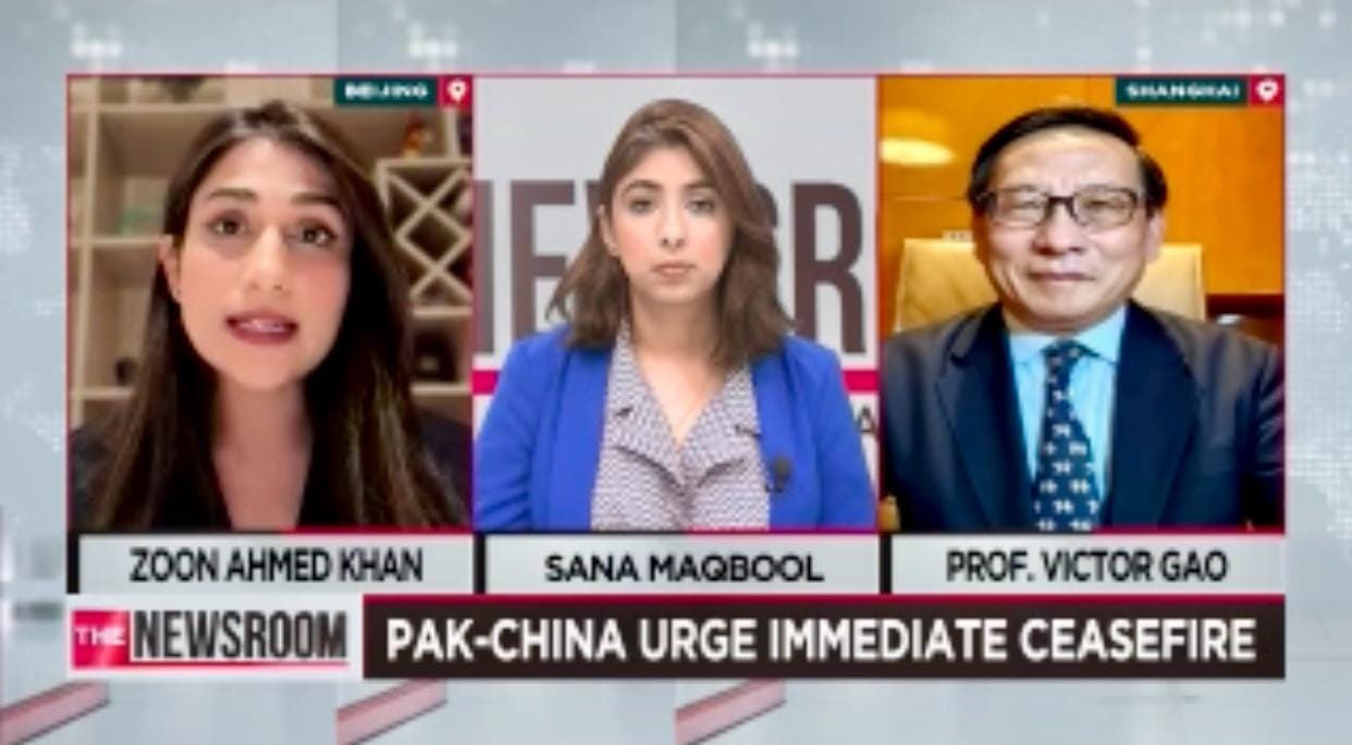 Middle East War ceasefire being discussed on Pakistan TV Satellite show, The Newsroom. (Screengrab: Pakisan TV Satellite)
