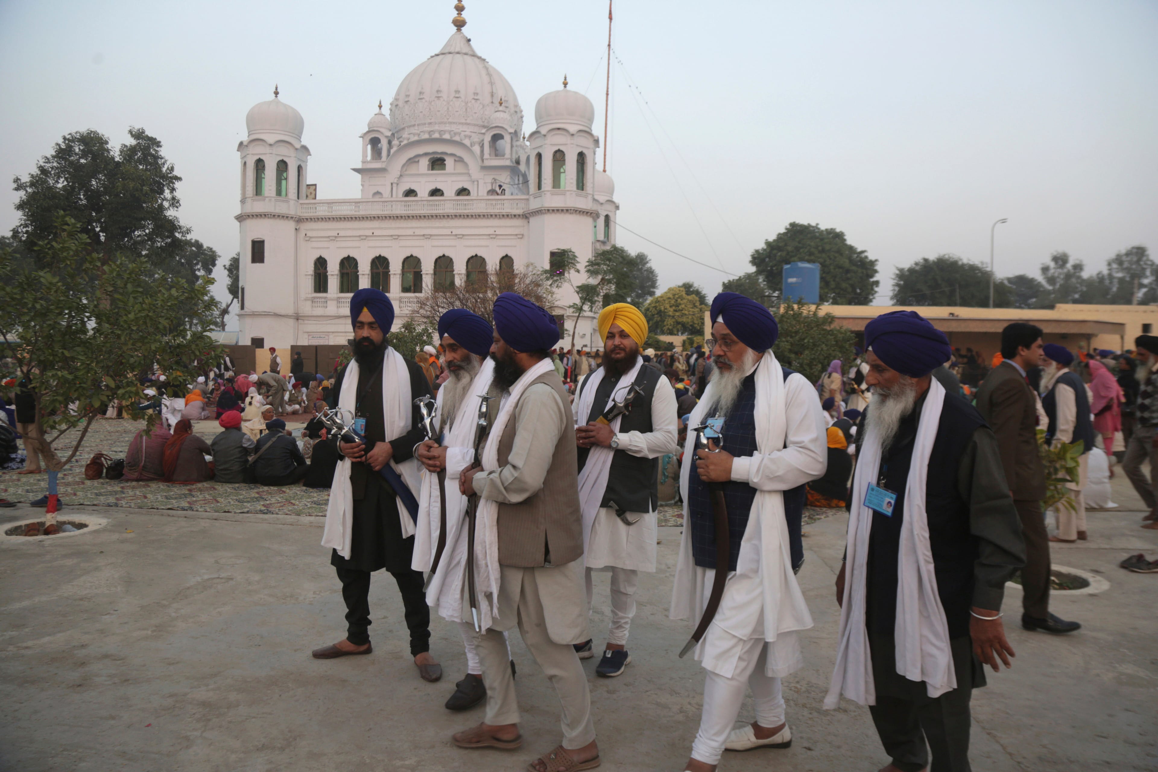 Indian Sikh pilgrims visit Gurdwara Darbar Sahib