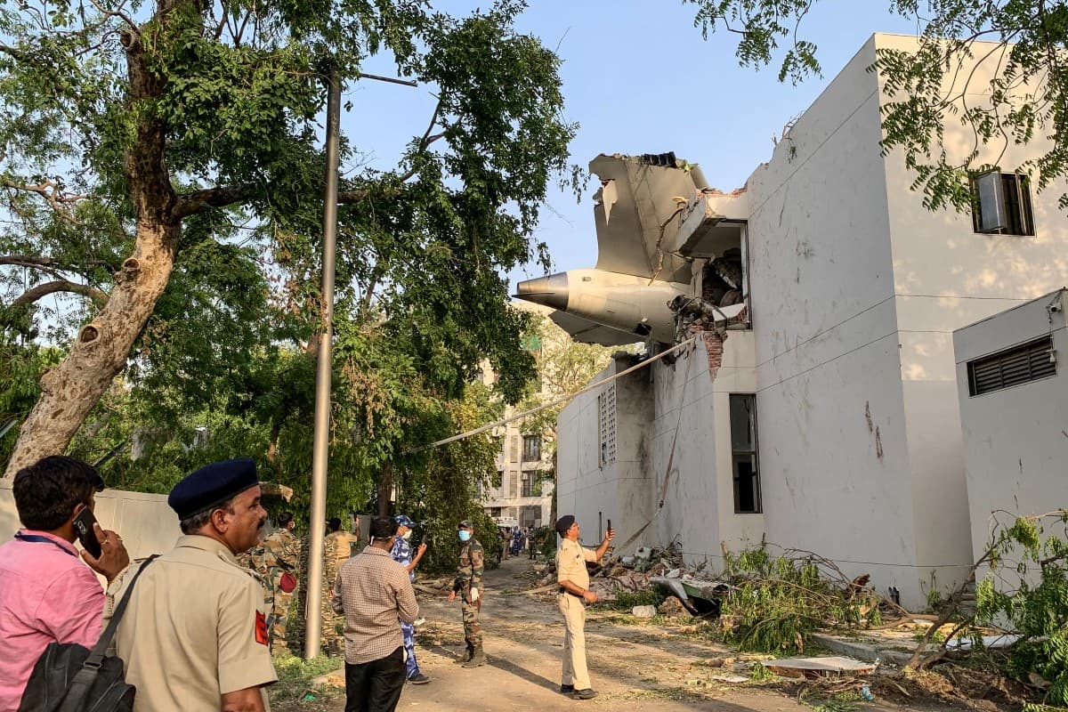 The back of Air India flight 171 is pictured at the site after it crashed in a residential area near the airport in Ahmedabad on June 12, 2025. (AFP)