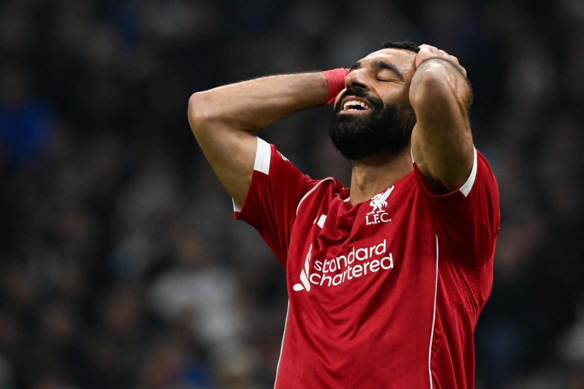 Liverpool's Mohamed Salah reacts after a missed goal opportunity during the UEFA Champions League football match between Olympique de Marseille (OM) and Liverpool FC in Marseille, on January 21, 2026 (AFP).