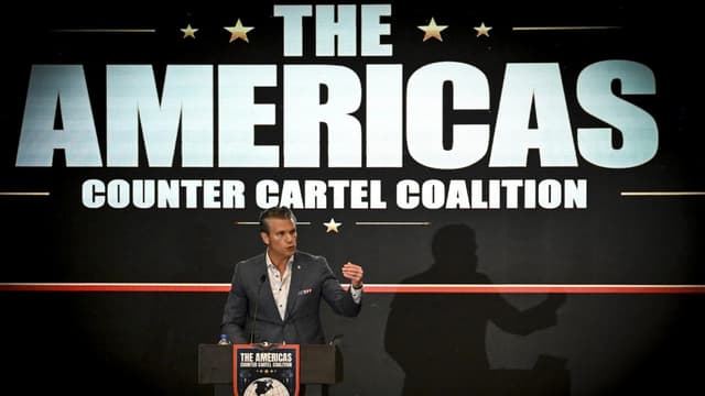 US Defense Secretary Pete Hegseth speaks during a forum of the Americas Counter Cartel Coalition in Panama City on August 12, 2026. (Photo: AFP)