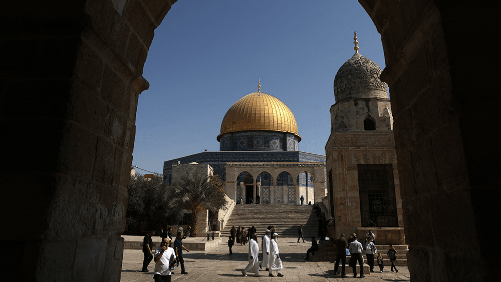Muslim worshippers walk next to the Dome of the Rock mosque at the Al-Aqsa mosque compound in Jerusalem's Old City on October 17, 2025. (AFP)