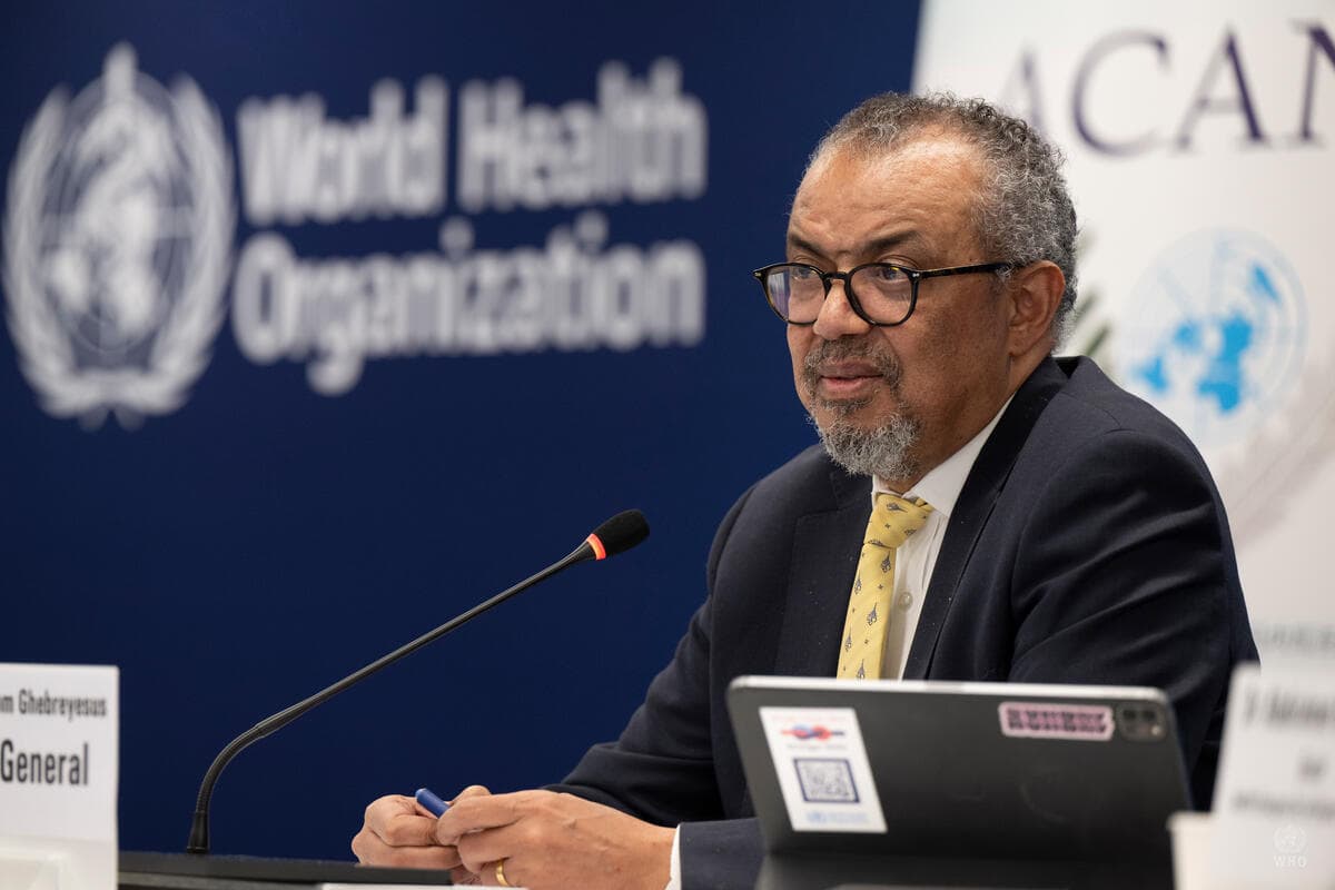FILE: WHO Director-General Dr Tedros at the ACANU Press Conference, Geneva, Switzerland, 11 December 2025 (WHO photo library)