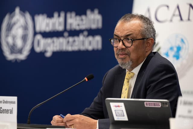 FILE: WHO Director-General Dr Tedros at the ACANU Press Conference, Geneva, Switzerland, 11 December 2025 (WHO photo library)
