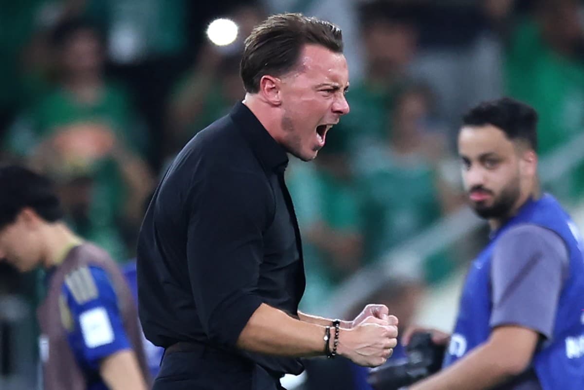 Al-Ahli's German coach Matthias Jaissle reacts as he celebrates with his team after they beat Machida Zelvia 1-0 to win the final of the AFC Champions League football match between Al-Ahli Saudi FC and FC Machida Zelvia at the King Abdullah Sports City, i