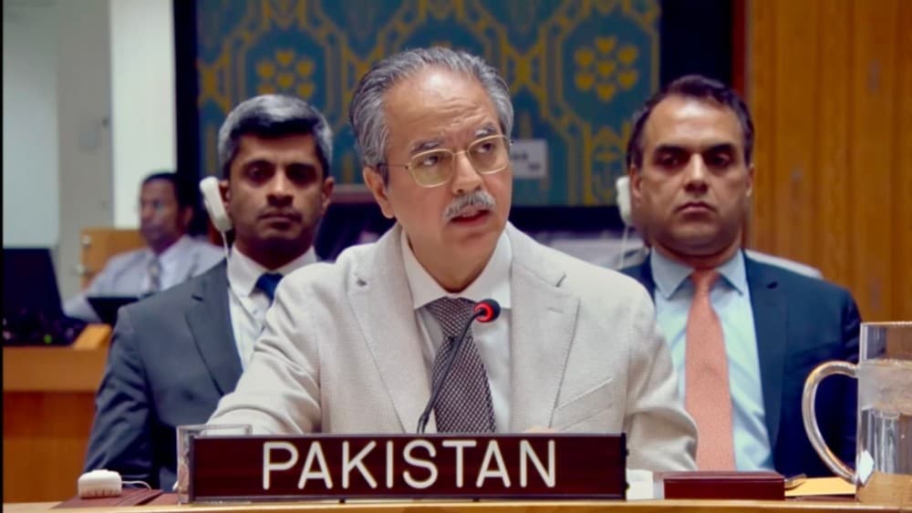Ambassador Asim Iftikhar Ahmad, Permanent Representative of Pakistan to the UN, speaking at the UN Security Council Debate on Bosnia and Herzegovina on 12 May 2026. (File photo: X/@PakistanUN_NY)