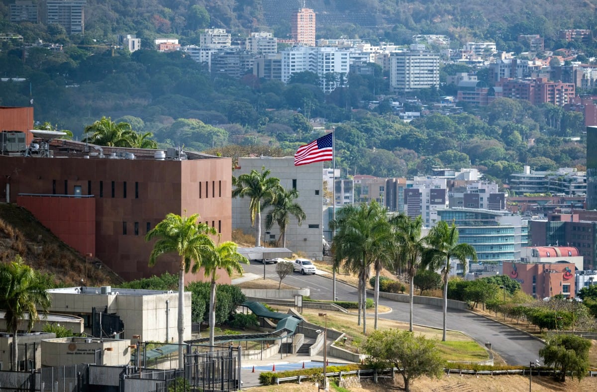 The US flag flutters at the US embassy in Caracas on March 14, 2026, ten days after the restoration of diplomatic relations following the capture of ousted leader Nicolas Maduro in a US military raid. (AFP)
