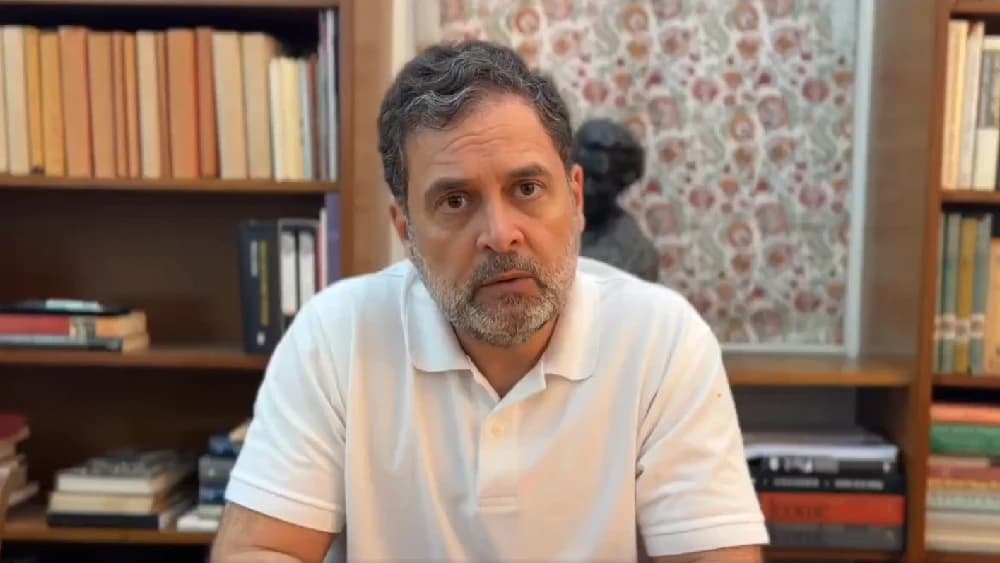 Screengrab shows India’s opposition leader Rahul Gandhi speaking during a video message shared on social media. (File photo: X/@RahulGandhi)