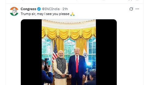 Screengrab of Congress post on Modi (X/ @INCIndia)