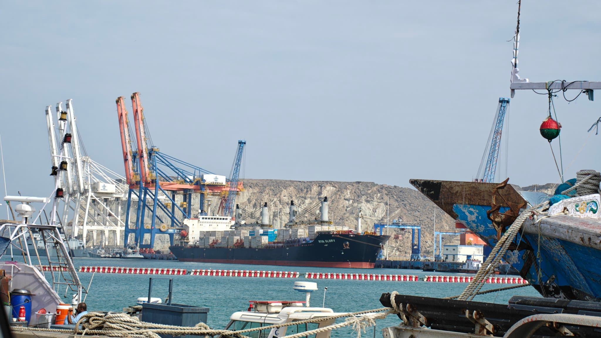MV Riva Glory arrives at Gwadar Port with 14,629 MT transshipment cargo on April 5, 2026. (Picture: X/@port_gwadar)