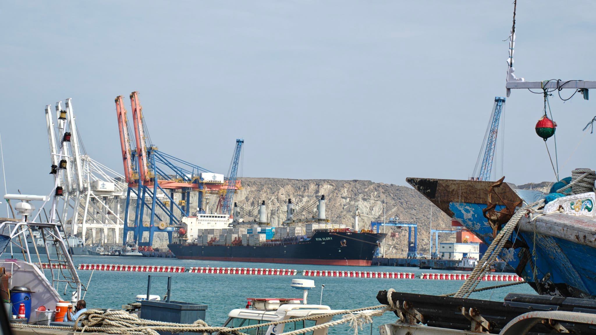 MV Riva Glory arrives at Gwadar Port with 14,629 MT transshipment cargo on April 5, 2026. (Picture: X/@port_gwadar)