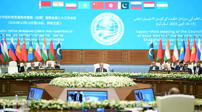 Pakistan Prime Minister Shehbaz Sharif addresses the SCO Heads of Government meeting in Islamabad on October 17, 2024. (File photo: PID)