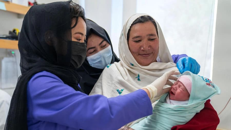 Midwife students participate in practical training sessions at Bamyan’s Provincial hospital.