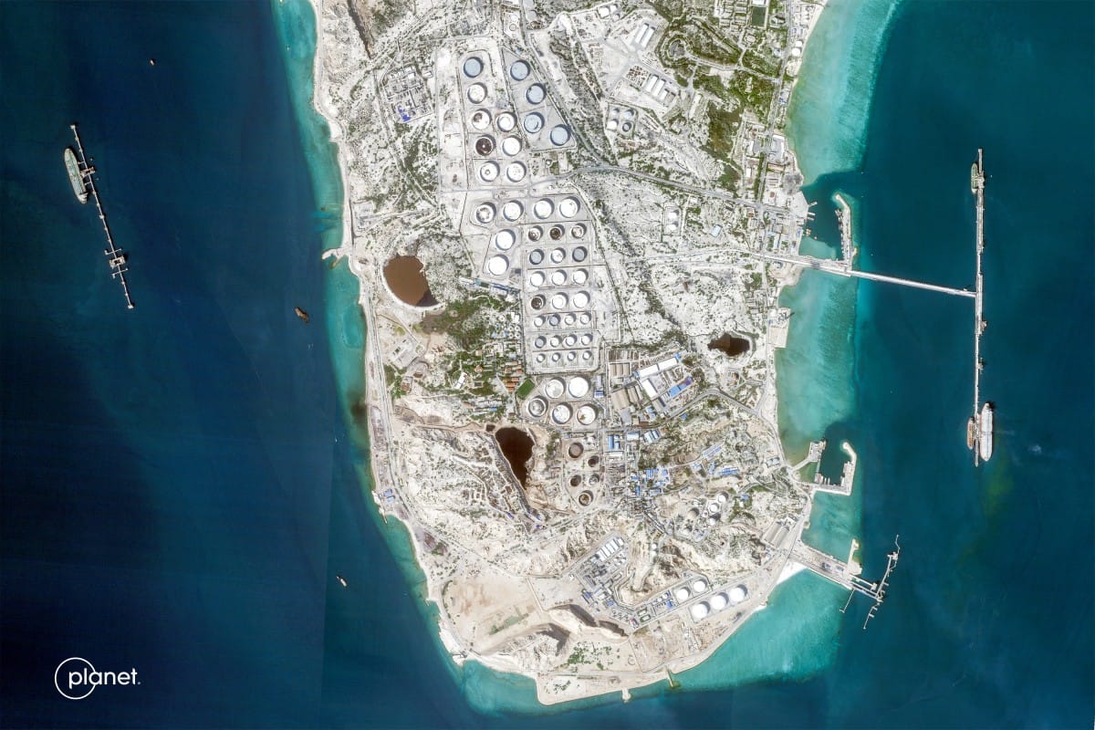 This handout satellite image taken by 2026 Planet Labs PBC shows a view of Iran's Kharg Island, which hosts the country’s main crude export terminal and is responsible for the overwhelming majority of its oil shipments to the world, (AFP)