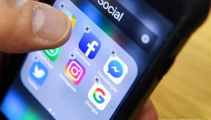 This image shows a number of social media platforms on a phone screen. (X/@AFP)