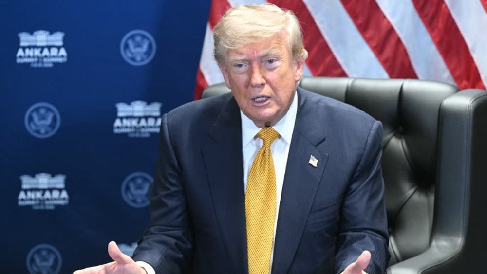 US President Donald Trump speaks as he meets with NATO Secretary General on the sidelines of the NATO summit in Ankara, on July 8, 2026.