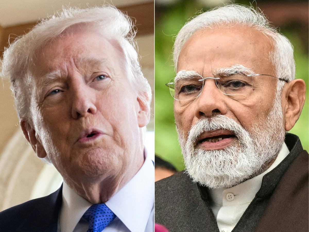 This combination of pictures created on February 02, 2026 shows, L/R, US President Donald Trump in Palm Beach, Florida, February 1, 2026 and India's Prime Minister Narendra Modi in New Delhi on January 29, 2026. (AFP/File)