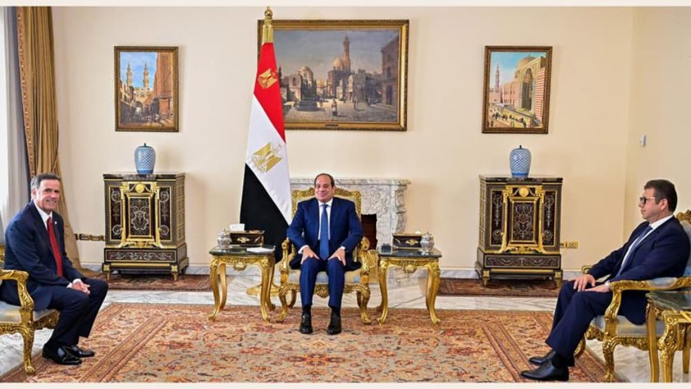 Egyptian President Abdel Fattah El-Sisi meets with the Director of the US Central Intelligence Agency John Ratcliffe and the Egyptian Director of the General Intelligence Service Hassan Rashad in Cairo on September 20, 2026. (The Arab Republic of Egypt Pr