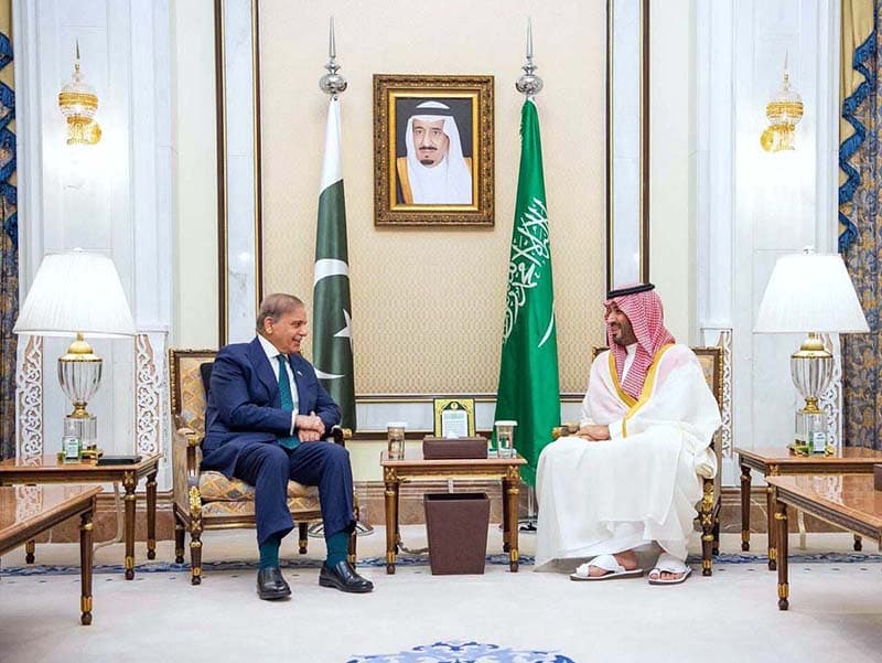 PM Shehbaz meets Crown Prince of Saudia (APP)