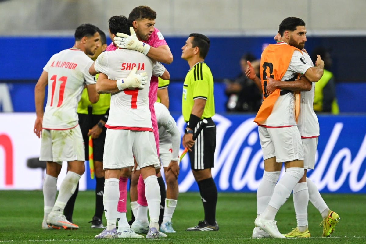 Iran's players hug each other after the 2026 World Cup Group G football match between Iran and New Zealand at Los Angeles Stadium in Inglewood on June 15, 2026. (Photo: AFP)