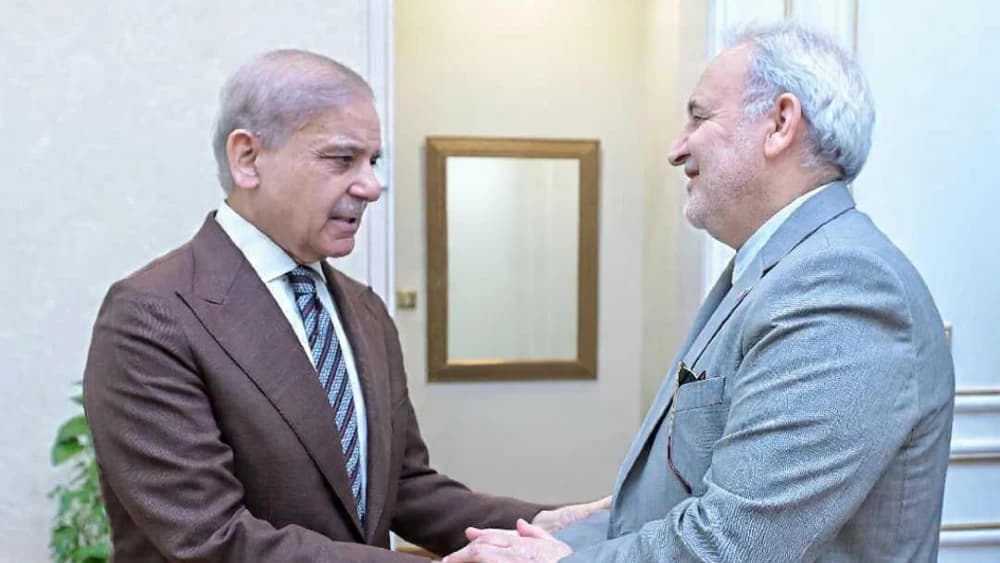 Iranian Ambassador to Pakistan Reza Amiri Moghadam meets Prime Minister Shehbaz Sharif at his office on Wednesday, April 22, 2026 (Photo: X/PMO)