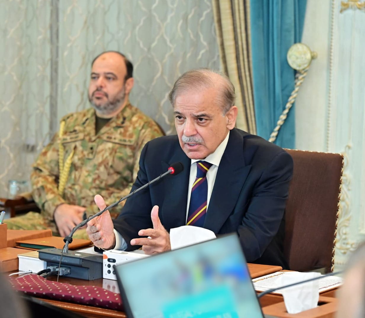 Pakistan Prime Minister Shehbaz Sharif chairs high-level meeting on repatriation of Afghan refugees in Islamabad. (PMO)