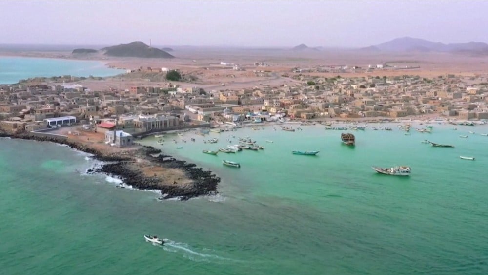 The image shows container ships sailing near Bab al-Mandab Strait, at the entrance of the Red Sea, off Yemen's coast. (File photo: Screengrab/AFP video)