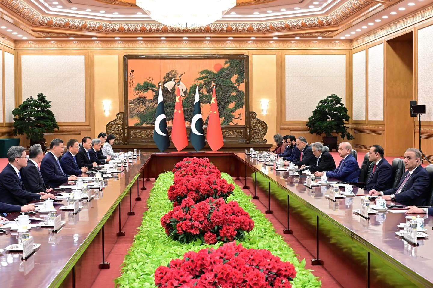 Prime Minister Shehbaz Sharif meets Chinese President Xi Jinping during delegation-level talks in Beijing on May 25, 2026, as the two sides discuss CPEC expansion, regional connectivity and broader strategic cooperation. (Handout/PMO)