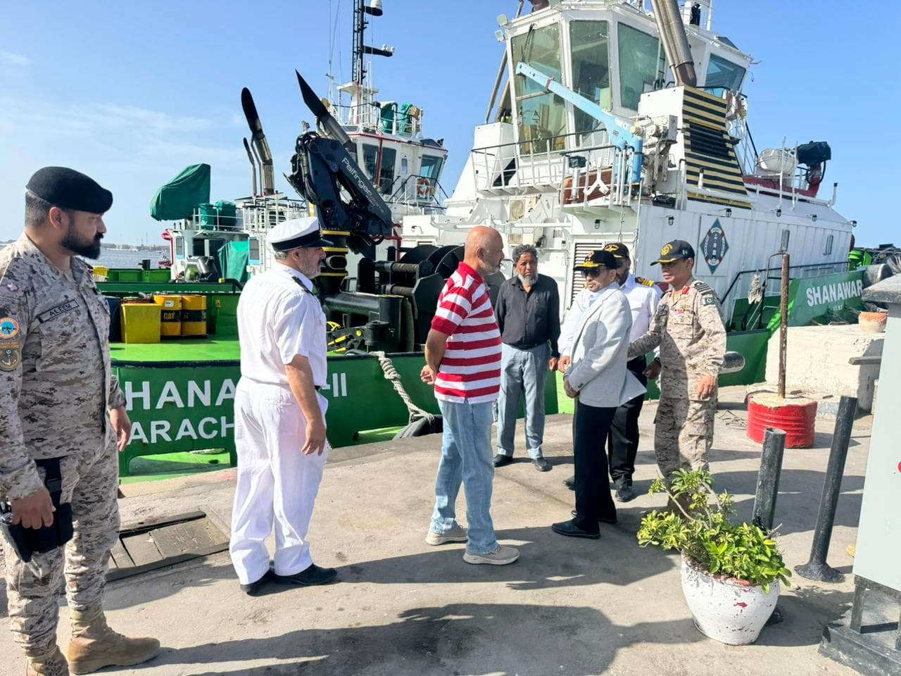 Senior officials visited various port areas to oversee ongoing cargo operations on 29 March 2026 in Karachi, Pakistan. (Photo credits: Karachi Port Trust)
