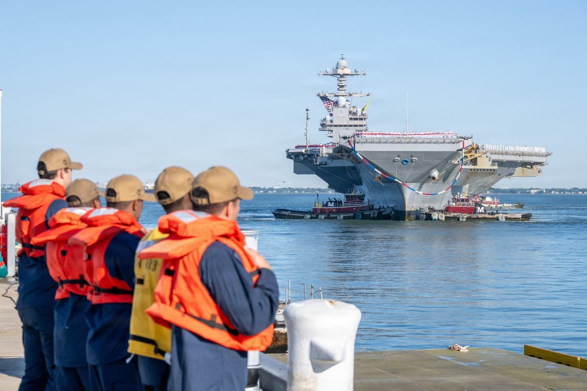 USS Gerald Ford aircraft carrier returns home after 326-day deployment
