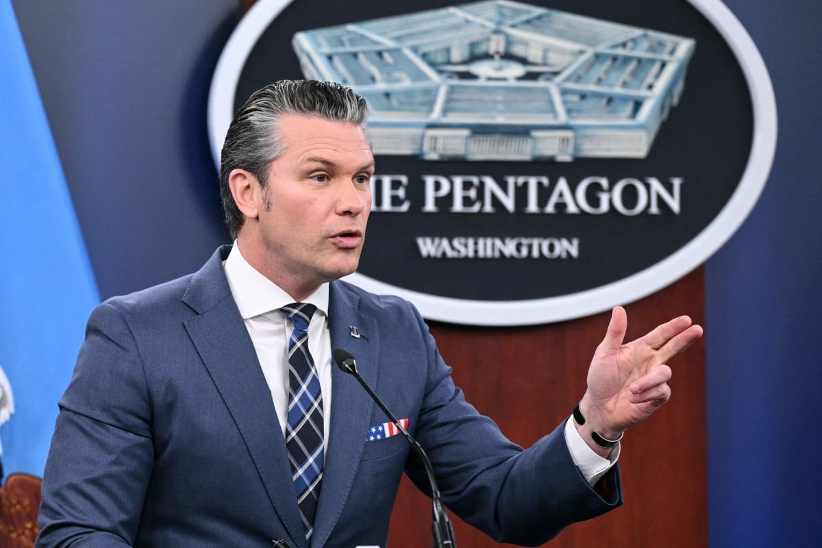 US Secretary of Defense Pete Hegseth speaks during a news conference at the Pentagon in Washington, DC, on March 19, 2026. (AFP)