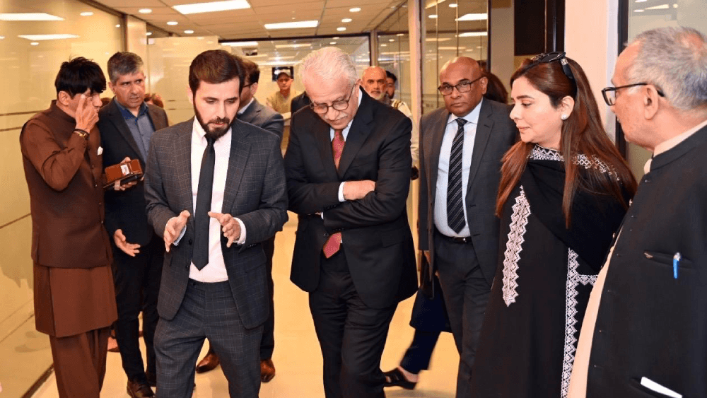 FIFA Senior Vice President Sheikh Salman bin Ibrahim Al Khalifa visits Pakistan TV in Islamabad on November 6, 2025.