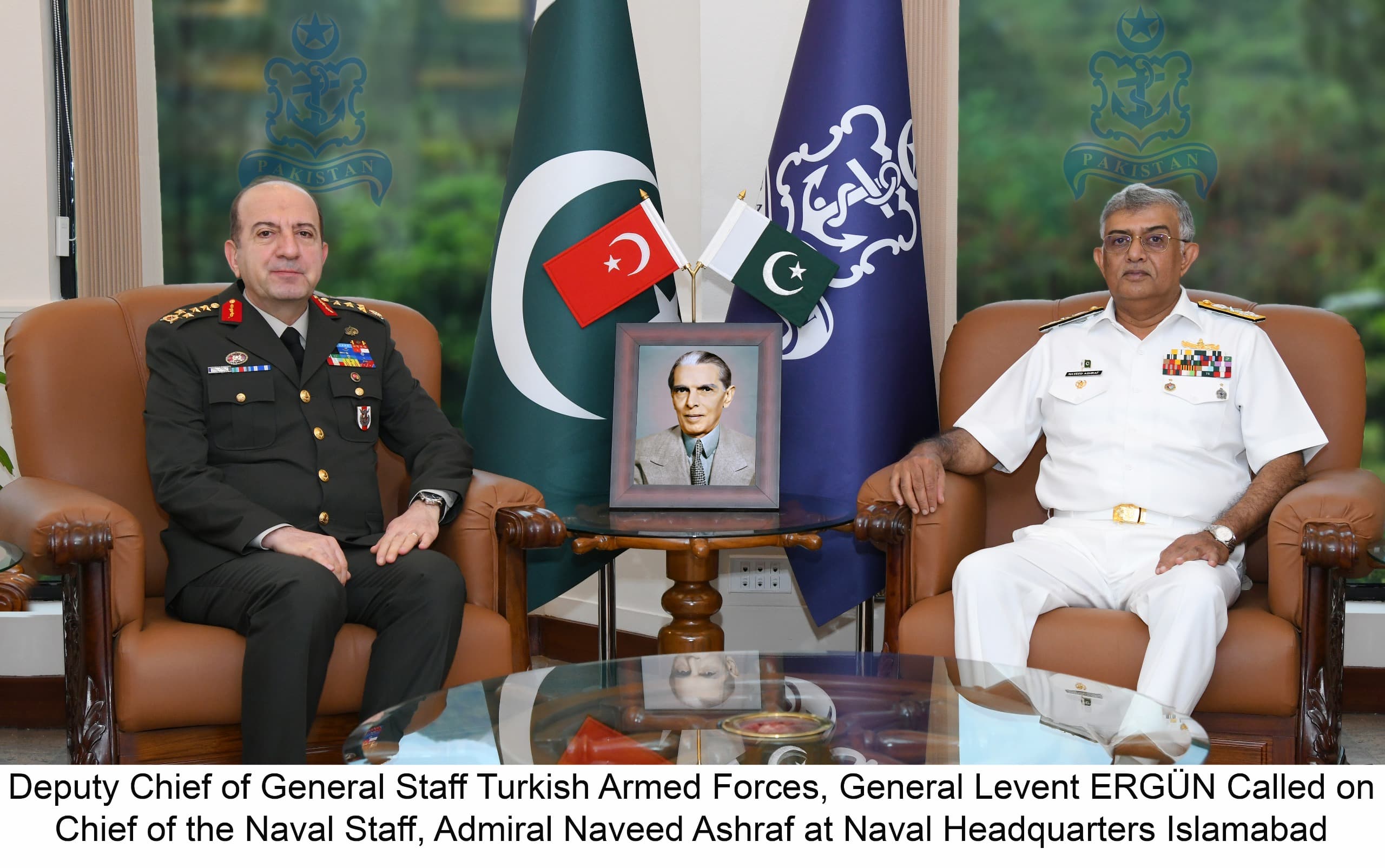 Deputy Chief of General Staff of Turkish Armed Forces, General Levent Ergün called on CNS Adm Naveed Ashraf at NHQ Islamabad.