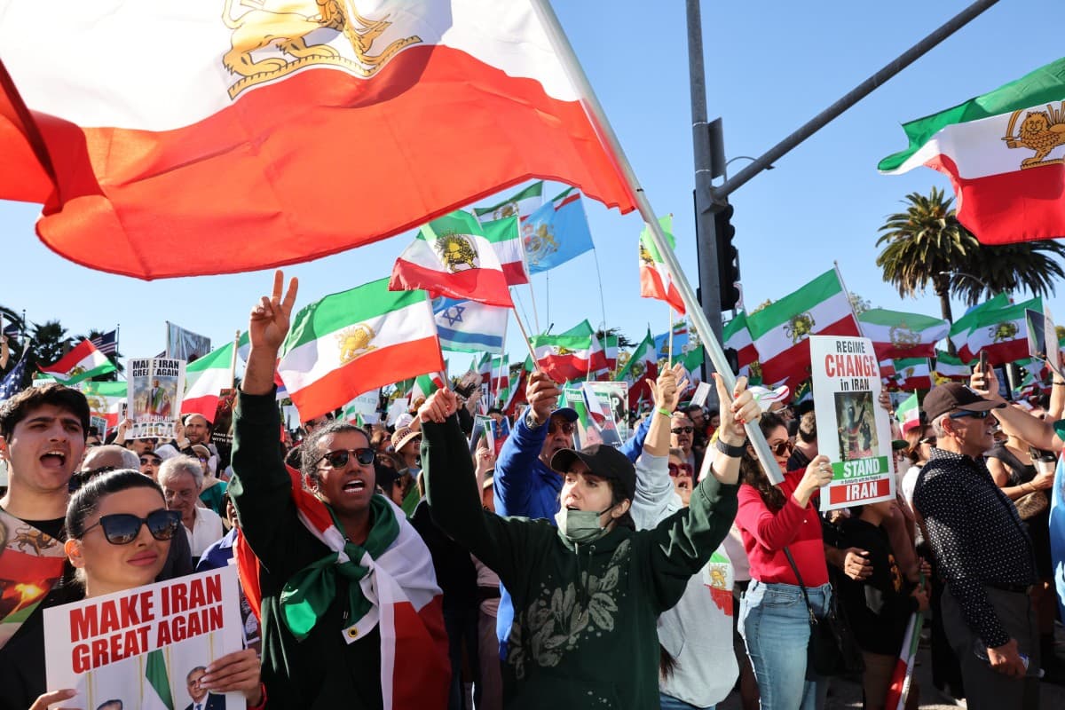 Activists take part in a “Free Iran” rally in Los Angeles, California, on January 11, 2026. (AFP)