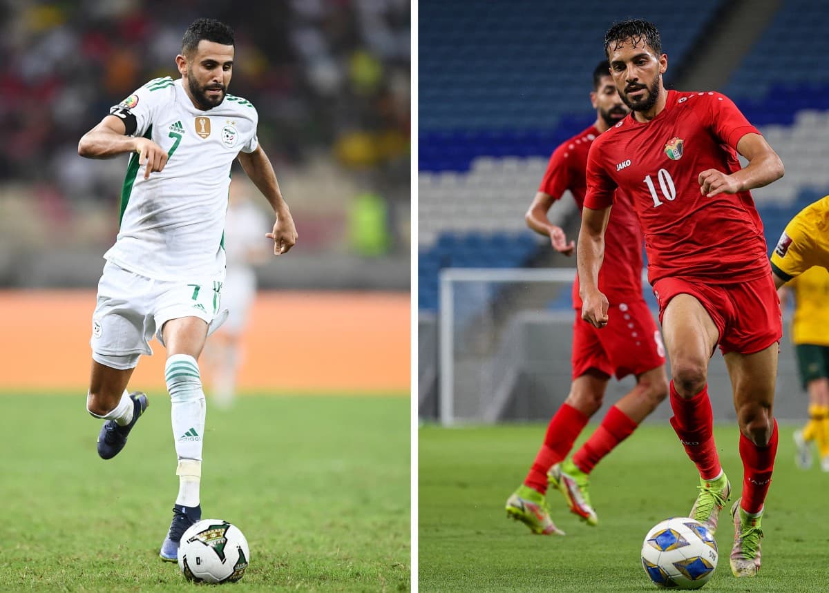 This combination of file photos created on June 20, 2026, Algeria's forward Riyad Mahrez in Douala on January 20, 2022, and Jordan's forward Musa Al-Taamari in Doha on June 1, 2022.
