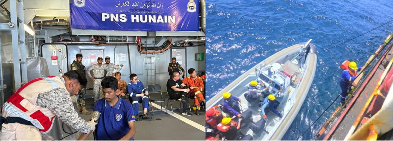 Pakistan Navy saves 18 crew members of merchant vessel in Arabian Sea