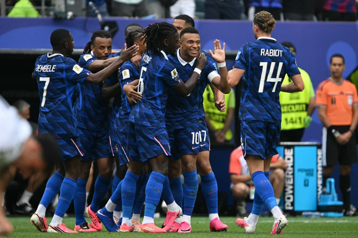 France's forward #10 Kylian Mbappe celebrates scoring his team's first goal with teammates during the 2026 World Cup Group I football match between France and Iraq at the Philadelphia Stadium in Philadelphia on June 22, 2026. (Photo: AFP)