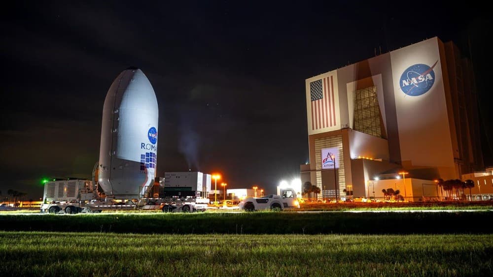 Roman launches on a SpaceX Falcon Heavy rocket from Launch Complex 39A at NASA’s Kennedy Space Center in Florida on August 30, 2026.