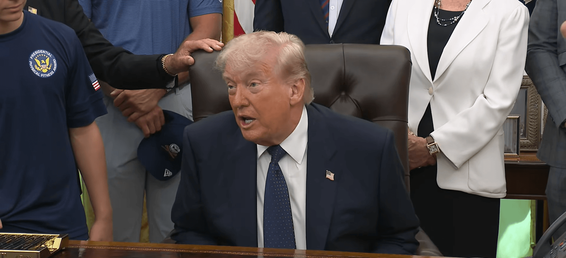 US President Donald Trump speaks during a signing ceremony in the Oval Office at the White House on Tuesday, May 5, 2026, calling the conflict with Iran a “skirmish”. (White House)