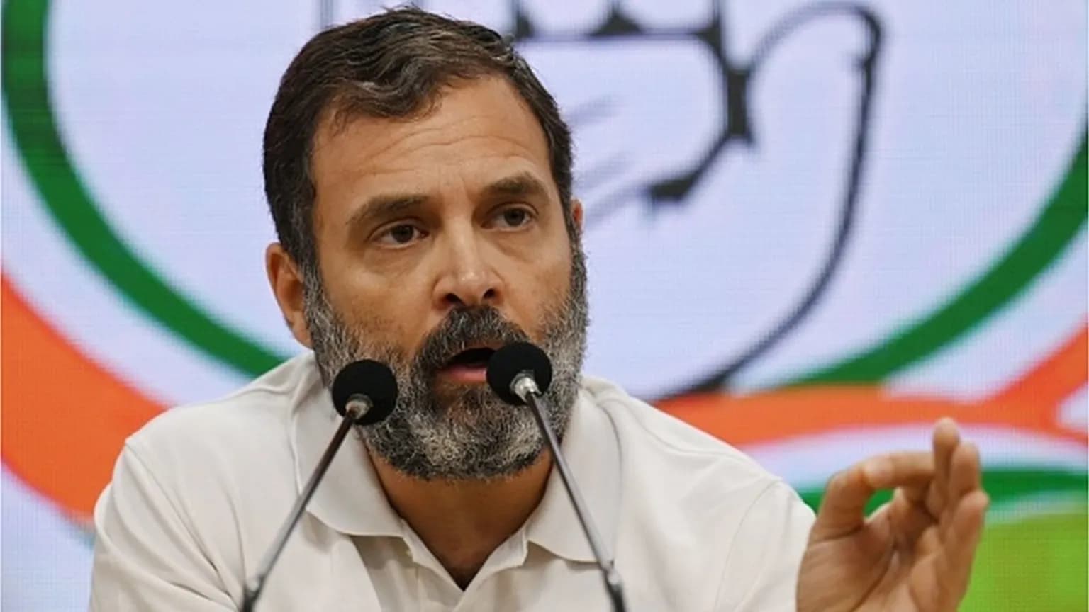 FILE: Rahul Gandhi speaks to the media in Delhi on Saturday, a day after being disqualified from parliament (AFP)