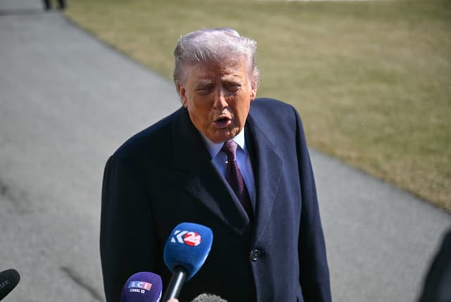 US President Donald Trump speaks to the press before boarding Marine One as he departs from the South Lawn of the White House for Texas in Washington, DC, on February 27, 2026. (Photo: AFP)