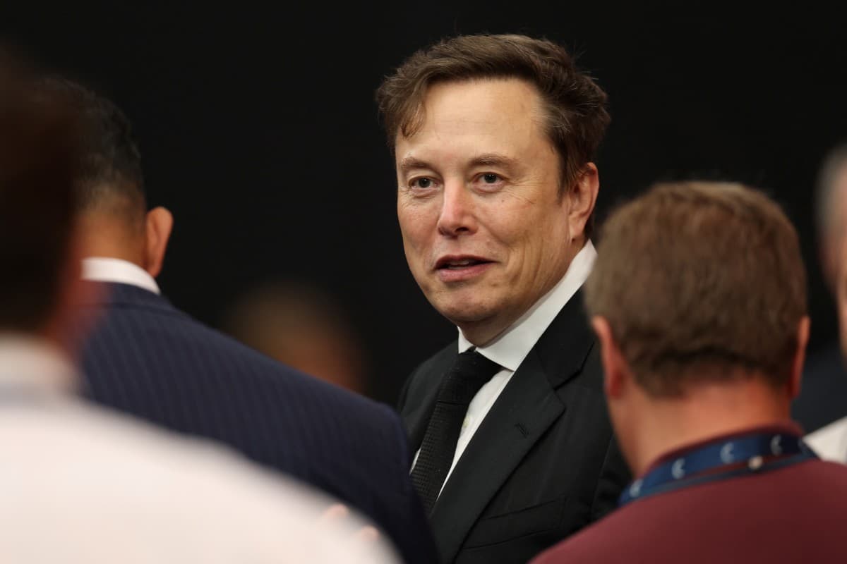 Tesla CEO Elon Musk attends the public memorial service for right-wing activist Charlie Kirk at State Farm Stadium in Glendale, Arizona, on September 21, 2025. (Photo by Patrick T. Fallon / AFP)
