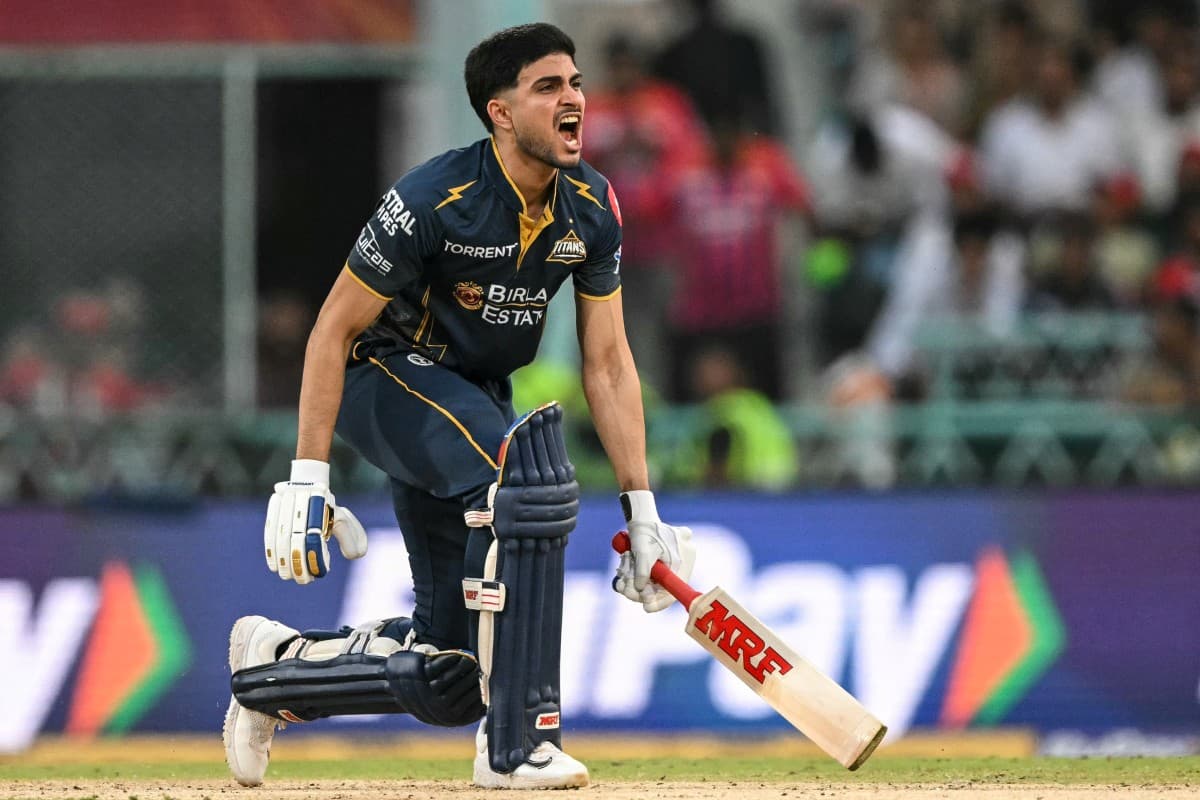 Gujarat Titans' captain Indian cricket player Shubman Gill reacts after playing a shot during the 2026 Indian Premier League (IPL) T20 match between Lucknow Super Giants and Gujarat Titans at the Ekana Cricket Stadium in Lucknow on April 12, 2026.