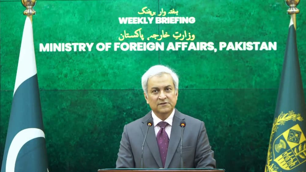 Pakistan’s Ministry of Foreign Affairs Spokesperson Tahir Andrabi speaks during a weekly press briefing in Islamabad, September 2, 2026. (MOFA/X)
