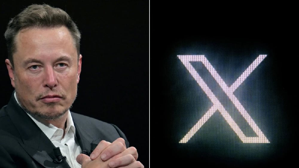 This combination of pictures created on October 10, 2023, shows (L) SpaceX, Twitter and electric car maker Tesla CEO Elon Musk during his visit at the Vivatech technology startups and innovation fair at the Porte de Versailles exhibition center in Paris,