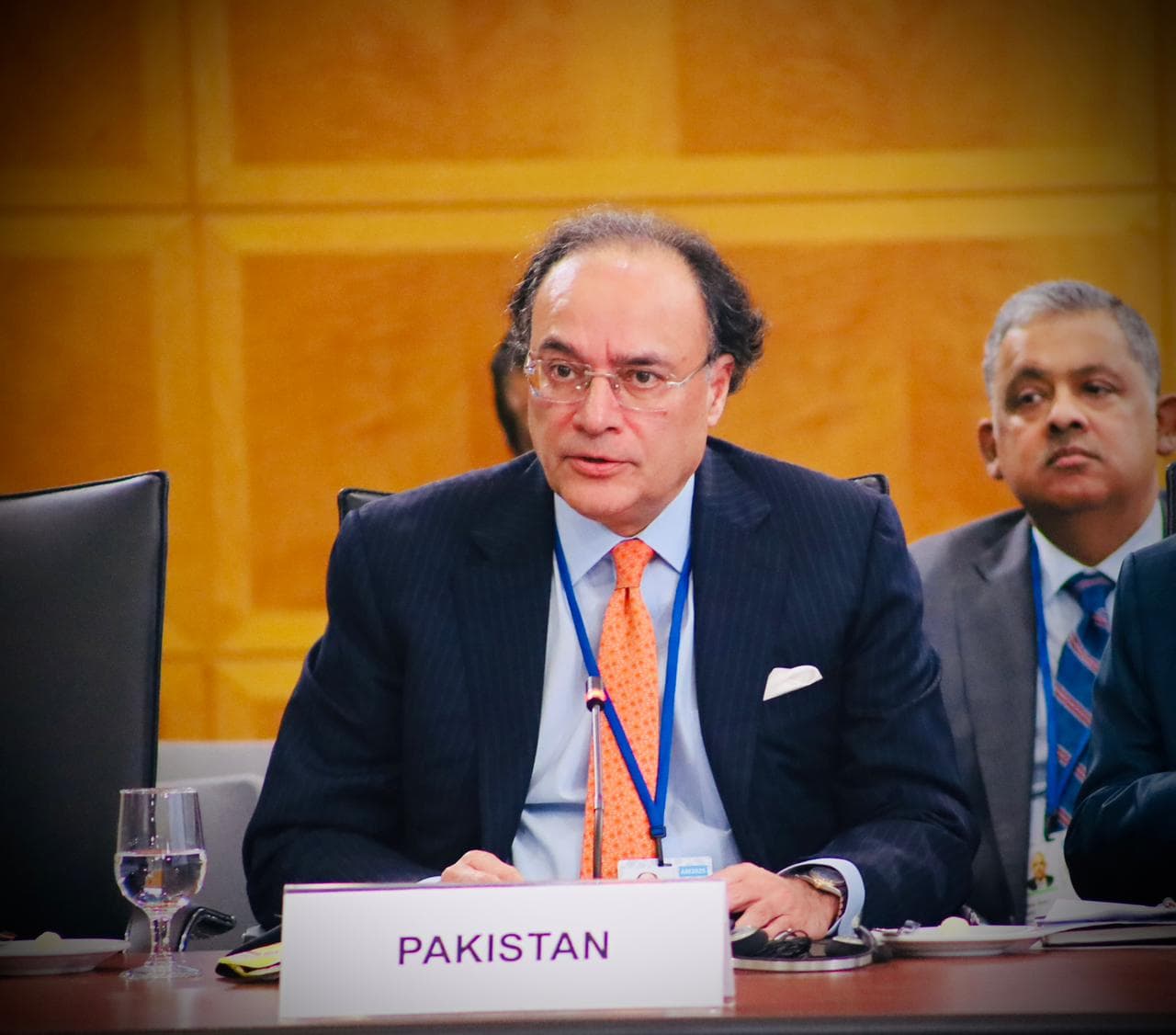 FILE PHOTO - Muhammad Aurangzeb at World Bank Annual Meetings in Washington D.C. (Screengrab from X /@Financegovpk)