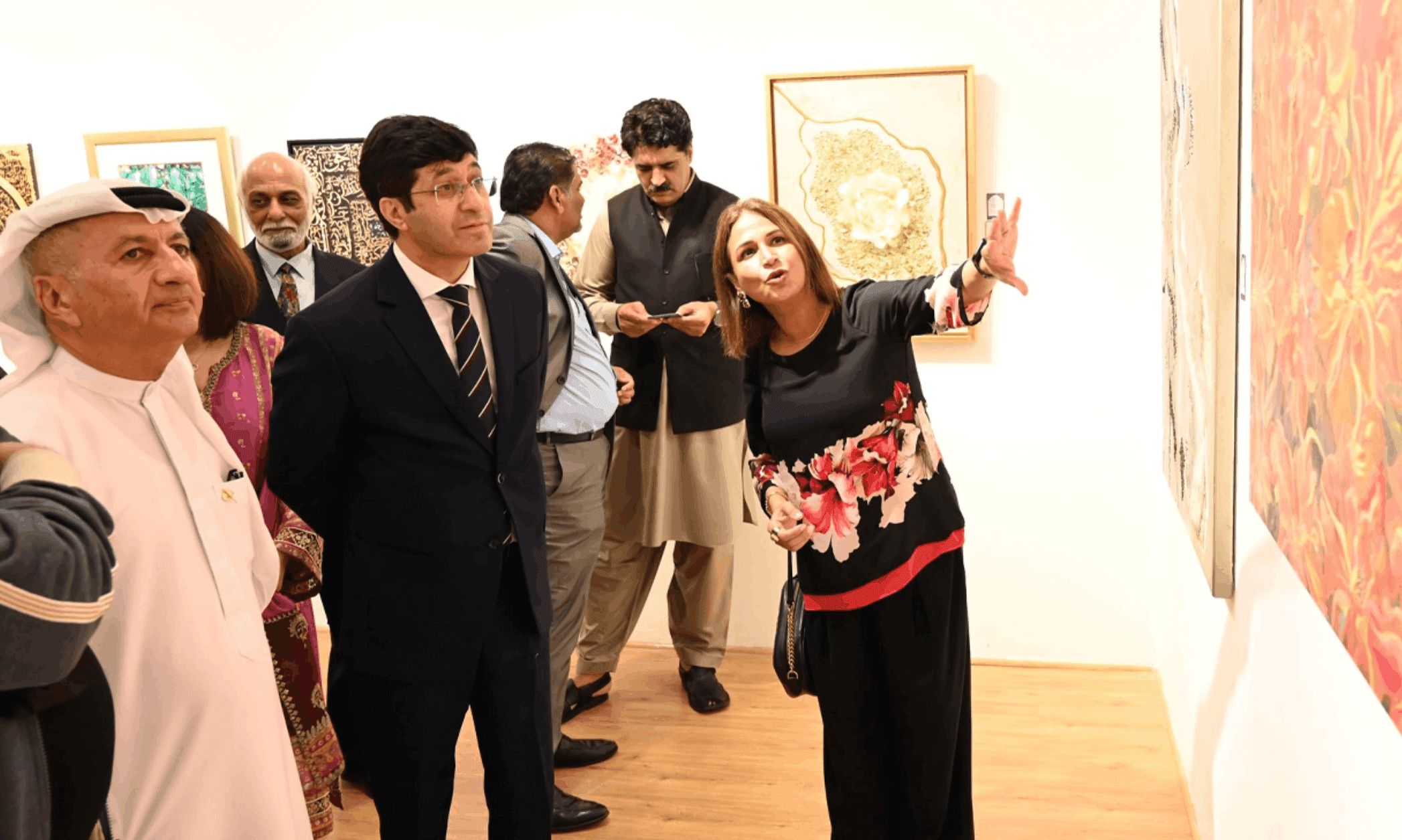 Pakistan’s Consul General Hussain Muhammad interacts with exhibitors at the Pakistani Art and Culture Festival in Dubai International Art Center, Dubai, UAE, on February 7, 2026. (Pakistan Consulate Dubai)