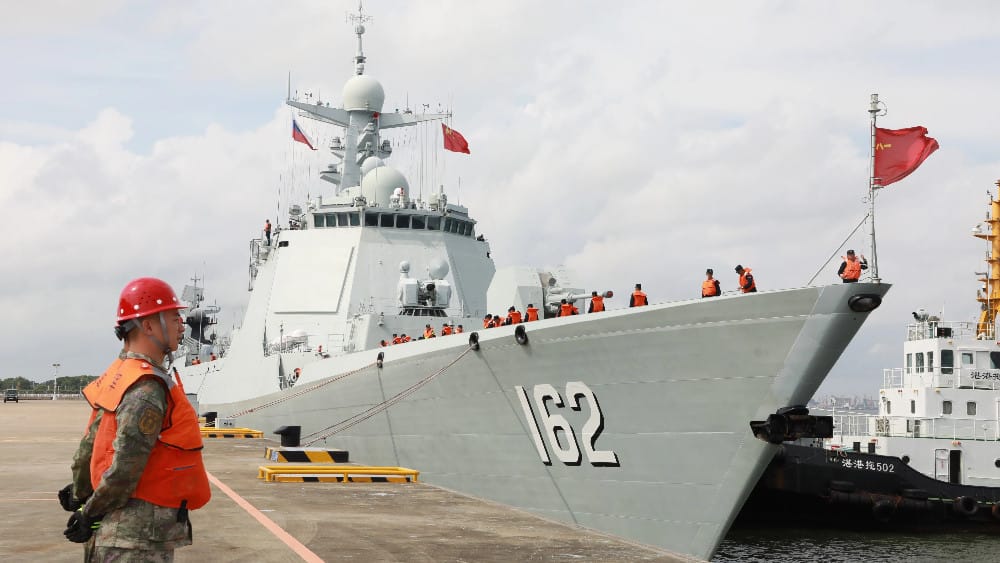 This photo taken on July 15, 2024 shows the Chinese guided-missile destroyer Nanning at a naval port in Zhanjiang, south China's Guangdong Province. (AFP)